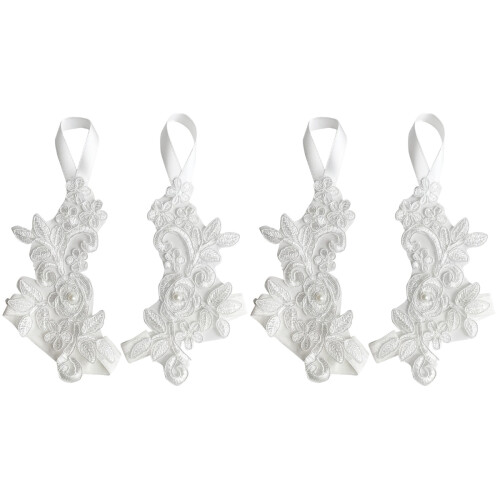 2 Pairs Foot Chain Anklet with Pearls Elastic Flowers Pattern 1