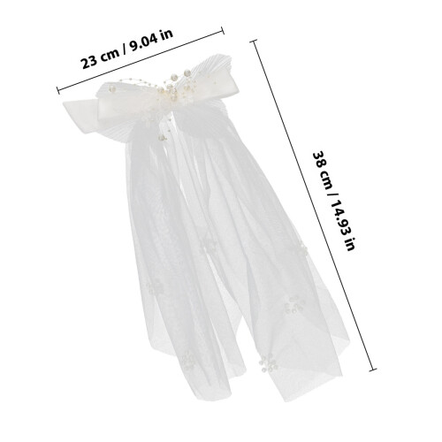 Pearl Hair Clip Wedding Veil with Bow Accessory 1
