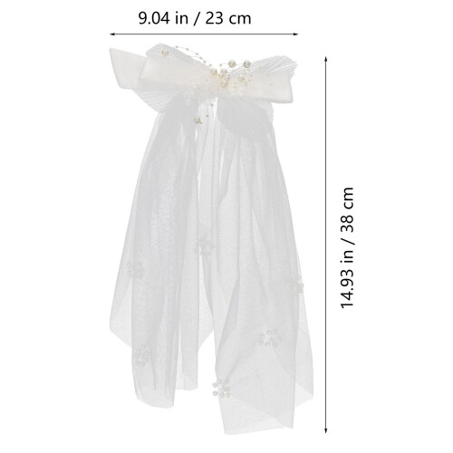 Pearl Hair Clip Wedding Veil with Bow Accessory 2