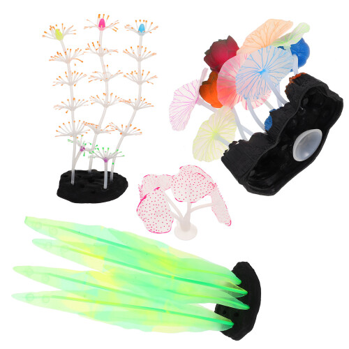 8 Pcs Glowing Artificial Coral Aquarium Plants Decor 1