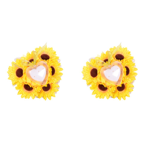 2pcs Artificial Sunflower Wedding Ring Pillow Without Ring 1