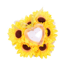 2pcs Artificial Sunflower Wedding Ring Pillow Without Ring