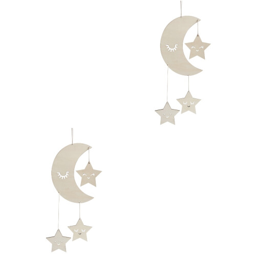 2pcs Kids Eyelashes Moon Stars Hanging Decor 2