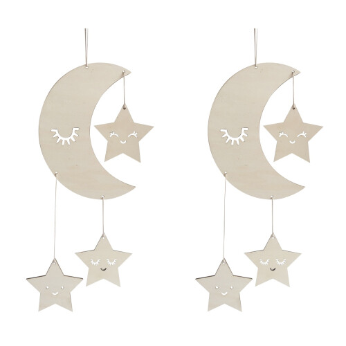 2pcs Kids Eyelashes Moon Stars Hanging Decor 1