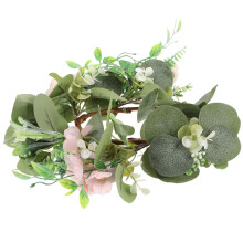 2Pcs Green Artificial Candle Wreath Garland for Door Window Decoration