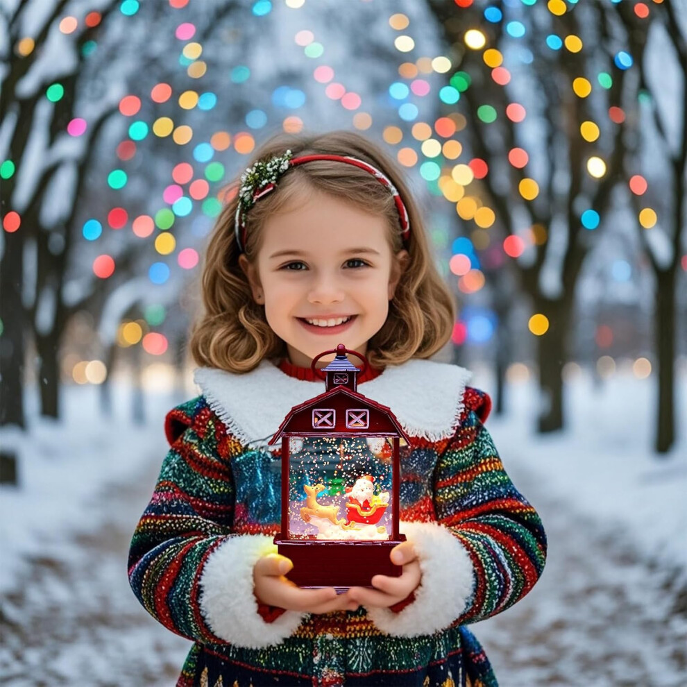 (B) Christmas Decorations Ornament Decorative Xmas Decor Exquisite Christmas Wind Lamps Small Oil Lamp Christmas Luminous Small House Night Desk Light