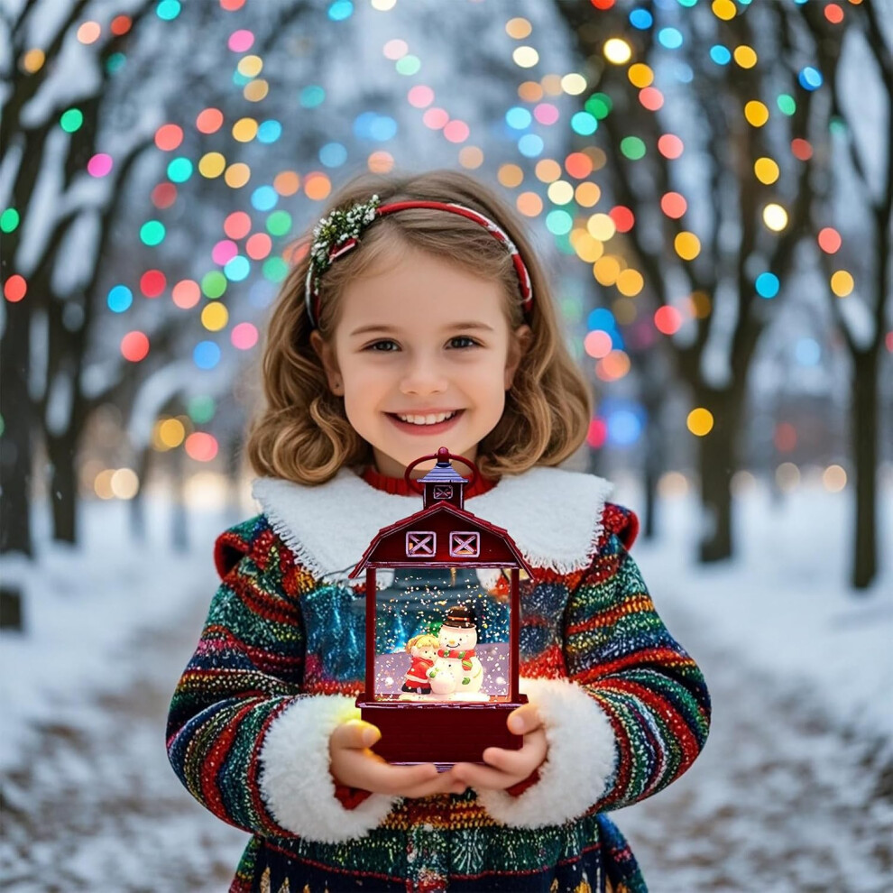 (A) Christmas Decorations Ornament Decorative Xmas Decor Exquisite Christmas Wind Lamps Small Oil Lamp Christmas Luminous Small House Night Desk Light