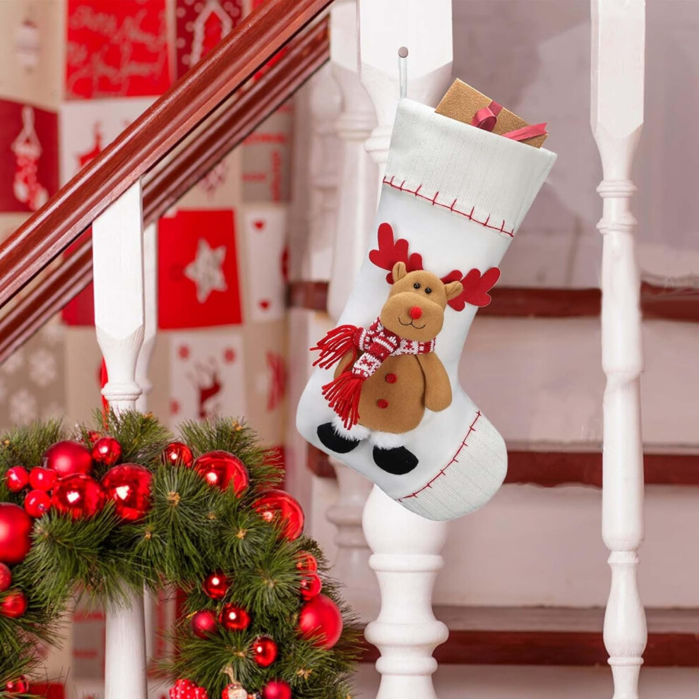 (Cc) Christmas Decorations Novelty Festive Christmas Ornaments Christmas Decorative Socks Elderly Snowman Gift Socks Home Fireplace Hanging Deco White
