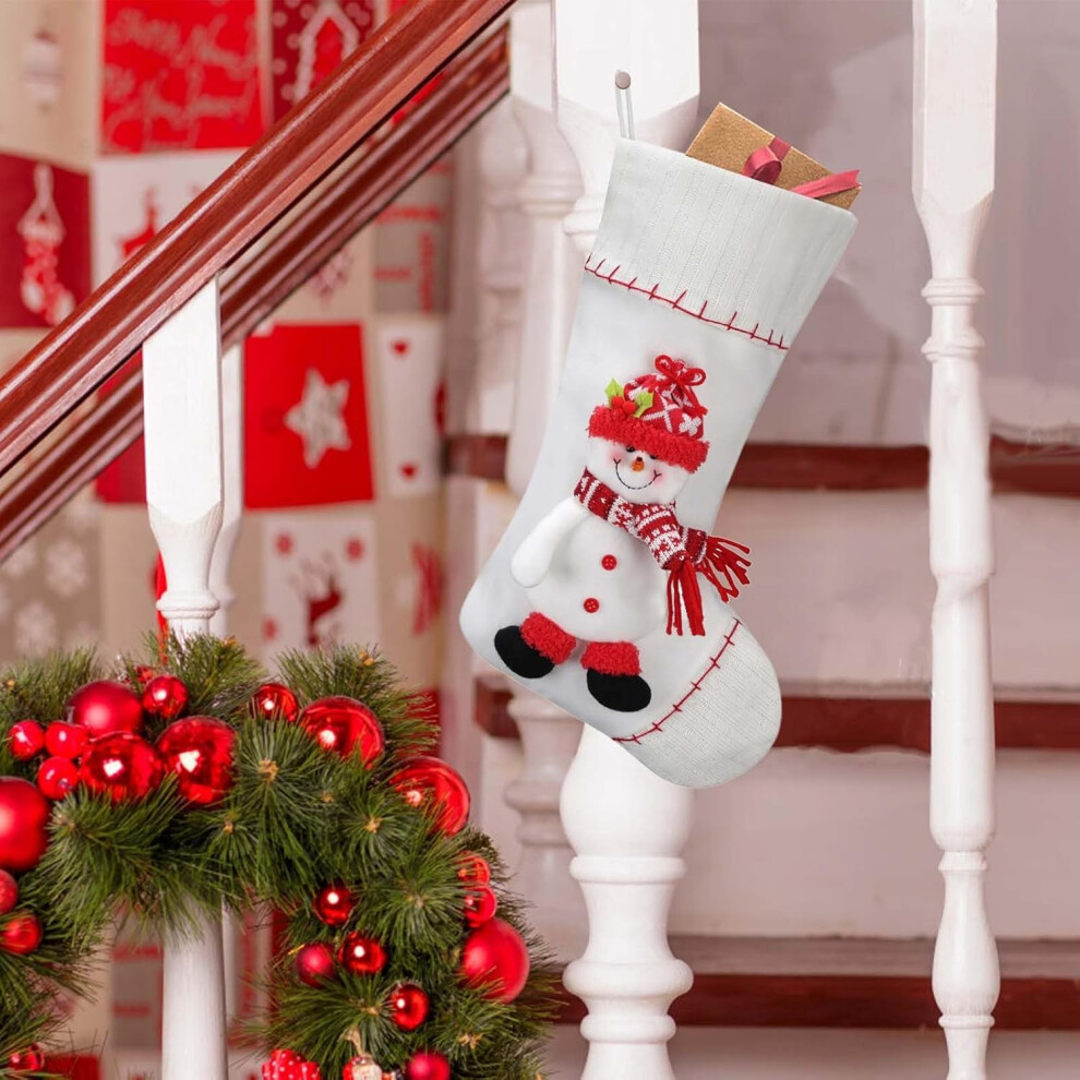 (Bb) Christmas Decorations Novelty Festive Christmas Ornaments Christmas Decorative Socks Elderly Snowman Gift Socks Home Fireplace Hanging Deco White