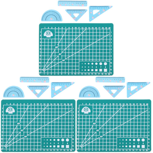 3 Sets Mini Doll School Supplies Ruler Mat Learning Prop 1