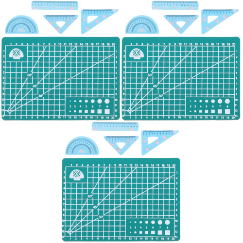 3 Sets Mini Doll School Supplies Ruler Mat Learning Prop 2