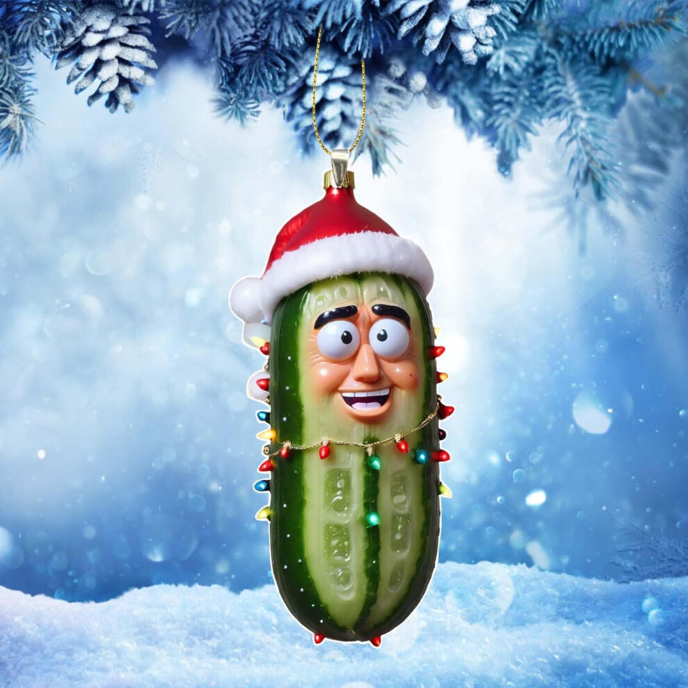 (D) Christmas Decorations Christmas Ornaments Multi Functional Acrylic Decorative Christmas Tree Pendant Cute Mini Cucumber Christmas Pendant Funny Xm