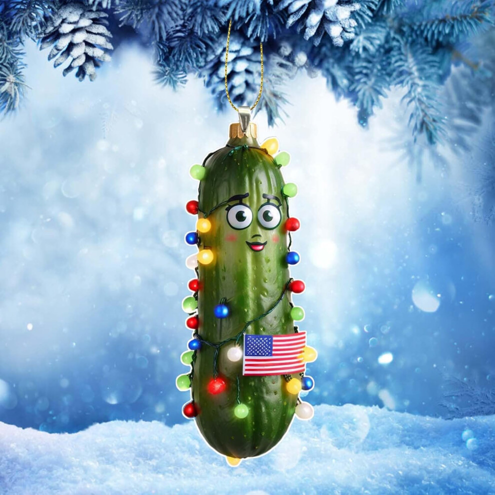 (B) Christmas Decorations Christmas Ornaments Multi Functional Acrylic Decorative Christmas Tree Pendant Cute Mini Cucumber Christmas Pendant Funny Xm