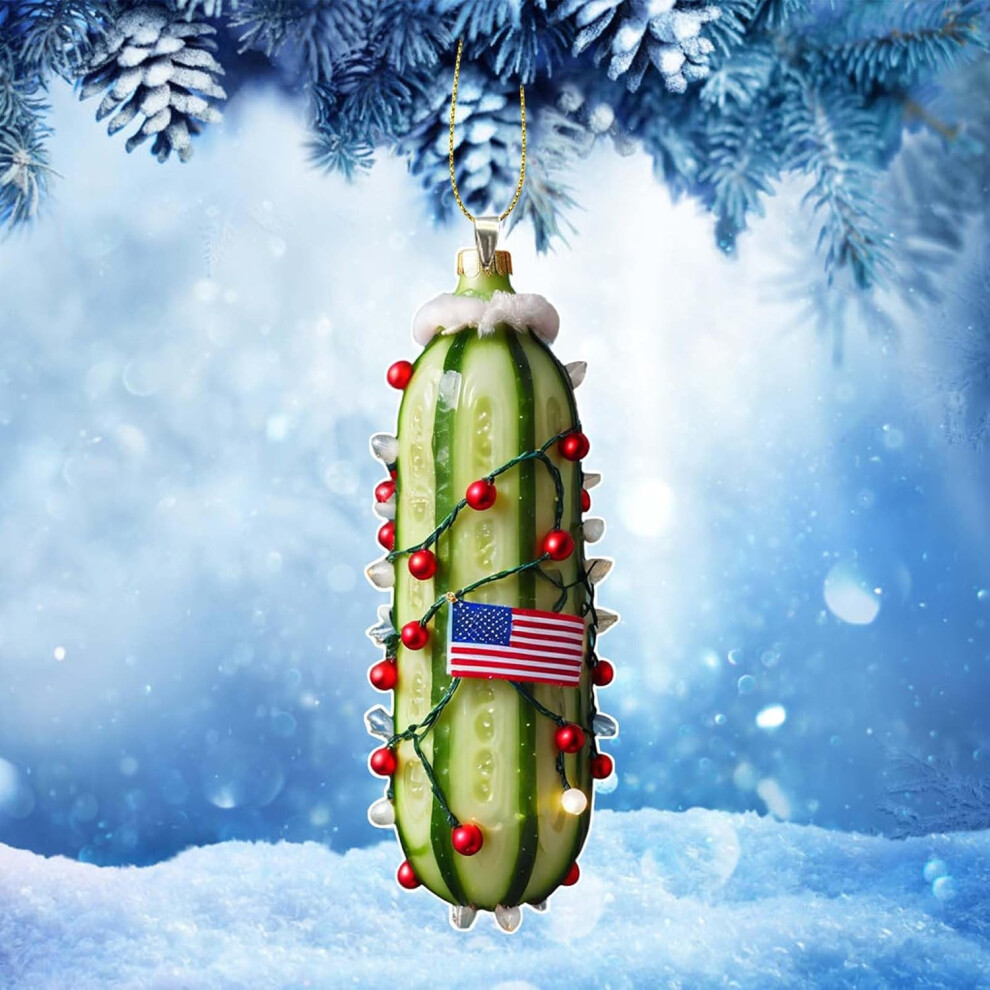 (C) Christmas Decorations Christmas Ornaments Multi Functional Acrylic Decorative Christmas Tree Pendant Cute Mini Cucumber Christmas Pendant Funny Xm