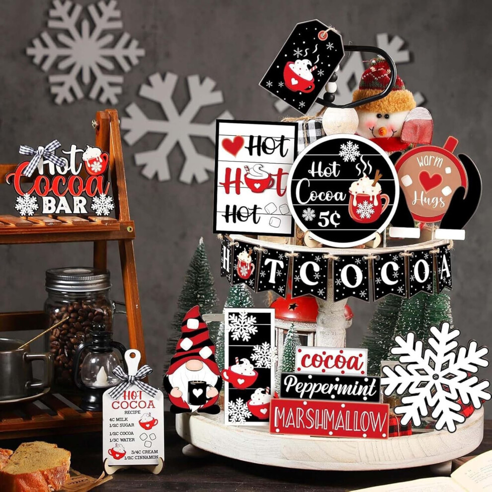 Christmas Ornament Holiday Decorations Christmas Snowflake Coffee Dispensing Tray Decoration 18pcs Party Wooden Pendant Christmas Tree Decoration Pend