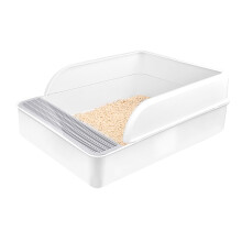 2pcs Semi-Enclosed Cat Litter Box with Spatula