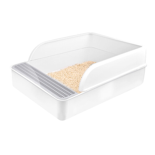 2pcs Semi-Enclosed Cat Litter Box with Spatula