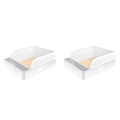 2pcs Semi-Enclosed Cat Litter Box with Spatula 1