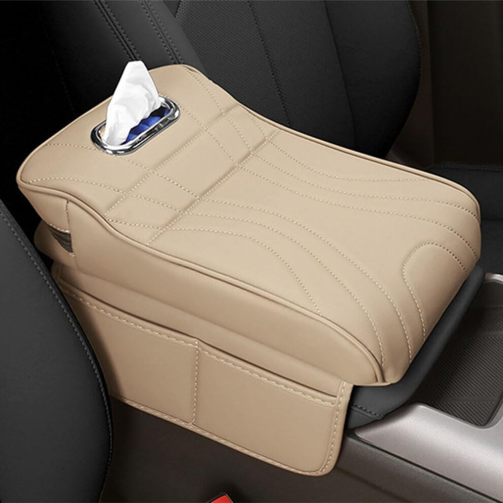Car Armrest Cushion For Dodge Durango Sxt Gt Rt Citadel Srt Hellcat 1998-2025, Center Console Pad With Storage Bag 34X20cm Beige 6038364165480