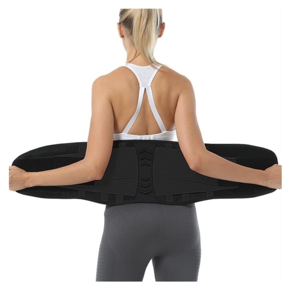 Black Lumbar Support Belt For Lower Back Pain Relief, Elastic Back Brace, Orthopedic Posture Corrector, Size S,