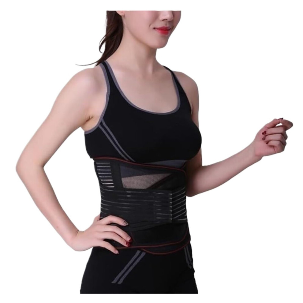 Lumbar Support Belt Back Brace Adjustable Double Pull Breathable Posture Corrector for Lower Back Pain Relief, 3XL, Black