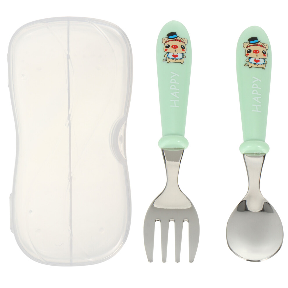 1 Set Stainless Steel Baby Tableware Spoon Fork Portable Inoomp