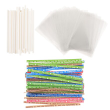 One Set Lollipop Wrapping Bags With Pouches Sticks And Ties