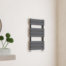 (Black, 800x450mm) Flat Panel Bathroom Heated Towel Rail Radiators