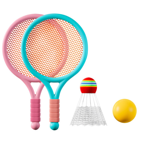 Kids Shuttlecocks Balls Set Include 2 Rackets 1-pink and blue