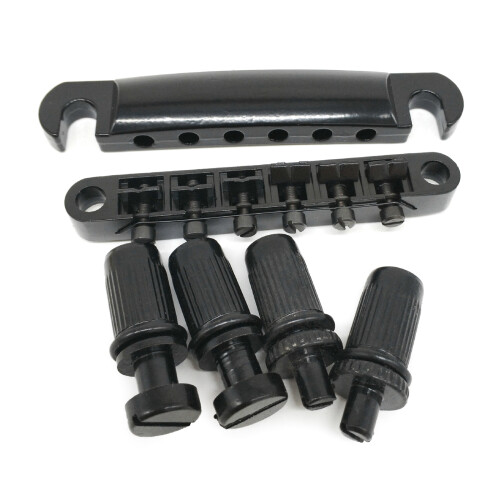Tune O-Matic Tailpiece Bridge with Studs Mounting Parts-Black