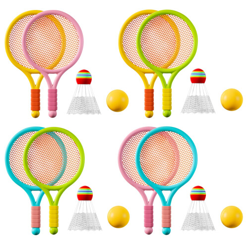 Kids Shuttlecocks Balls Set Include 2 Rackets 1-pink and blue 2