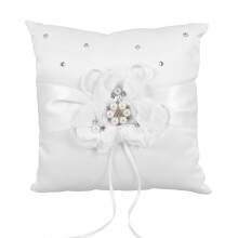 2pcs 20*20cm Wedding Ring Pillow Pearl Flower Decor