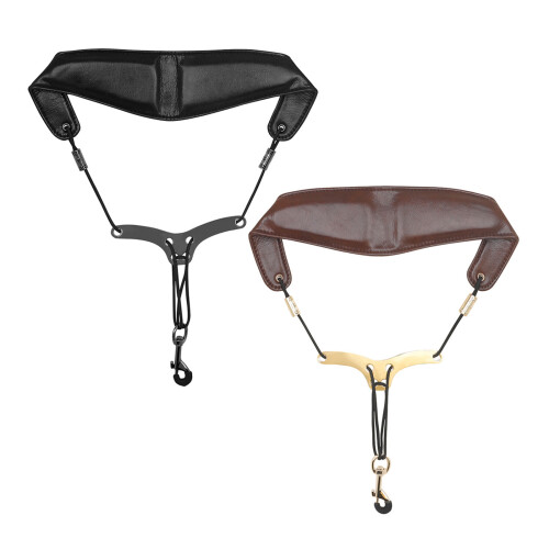 Saxophone Neck Strap, PU Leather Sax Strap Padded for-Black 1
