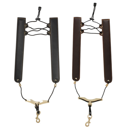 Saxophone Shoulder Strap Leather Saxophone Harness Strap-Coffee 1