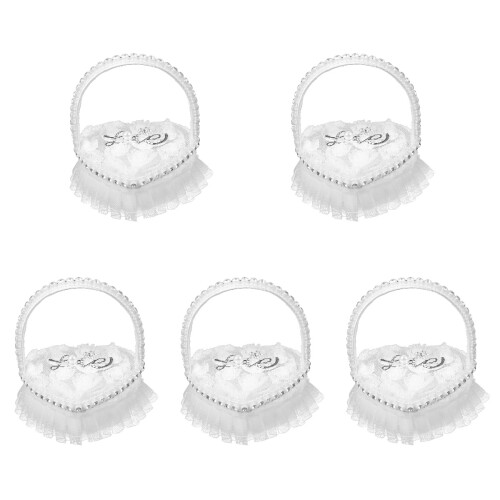 5pcs Heart-Shape Ring Pillow with Handle 2