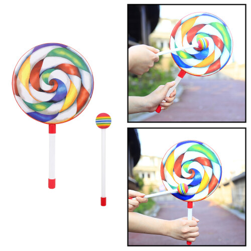 Lollipop Shape Hand Drum with Candy Drumstick Simple Percussion 1