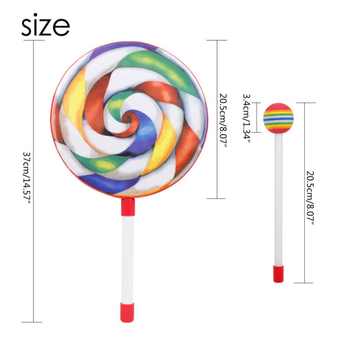 Lollipop Shape Hand Drum with Candy Drumstick Simple Percussion 2