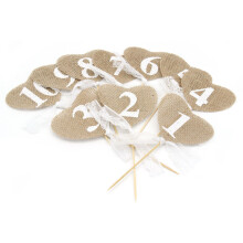2pcs Rustic Jute Wedding Table Numbers 1-10 with Sticks