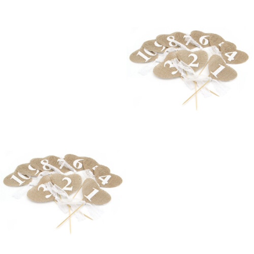 2pcs Rustic Jute Wedding Table Numbers 1-10 with Sticks 2