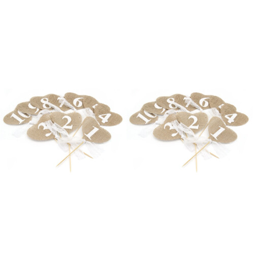 2pcs Rustic Jute Wedding Table Numbers 1-10 with Sticks 1