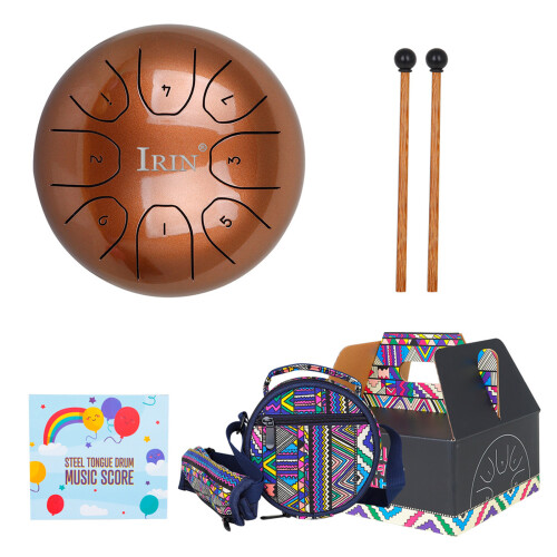 8 Notes Hand Pan Drum Instrument with Mallets Drumsticks-bronze
