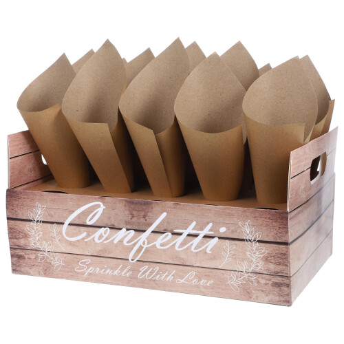 3 Sets Foldable Wedding Confetti Paper Cones with Tray 2