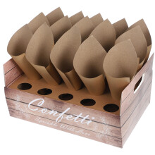 3 Sets Foldable Wedding Confetti Paper Cones with Tray