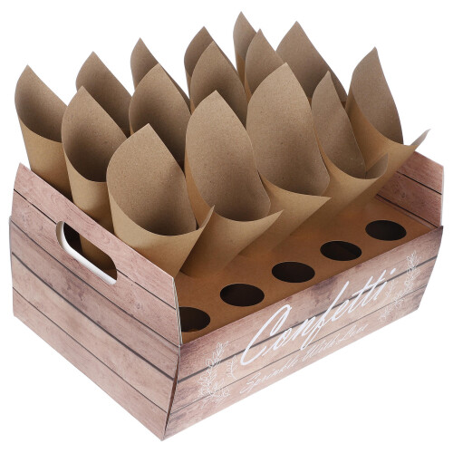 3 Sets Foldable Wedding Confetti Paper Cones with Tray 1