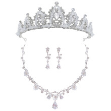 1 Set Rhinestone Crown Headband Earrings Necklace for Girls