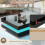 (Black ) Square High Gloss Coffee Table with LED light 9