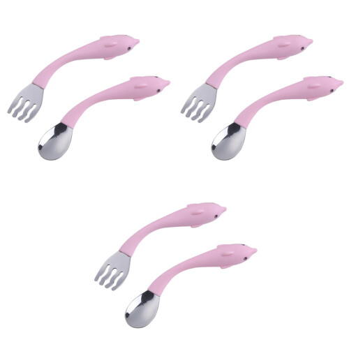 3 Sets 2pcs Stainless Steel Spoon Fork Set for Toddler 2