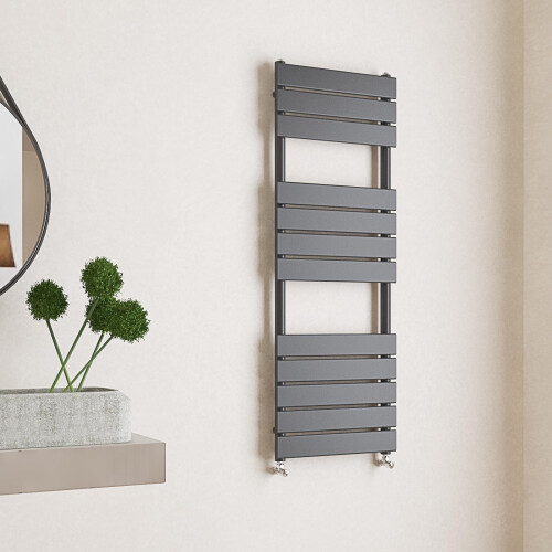(Anthracite, 1200x450mm) Flat Panel Bathroom Heated Towel Rail Radiators