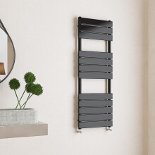 (Black, 1200x450mm) Flat Panel Bathroom Heated Towel Rail Radiators