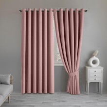 (Blush Pink, 66" x 54" (168cm x 137cm)) 100% Blackout Linen Curtains - 260GSM Heavy Thermal Insulated Drapes, Thick Light Blocking Curtains